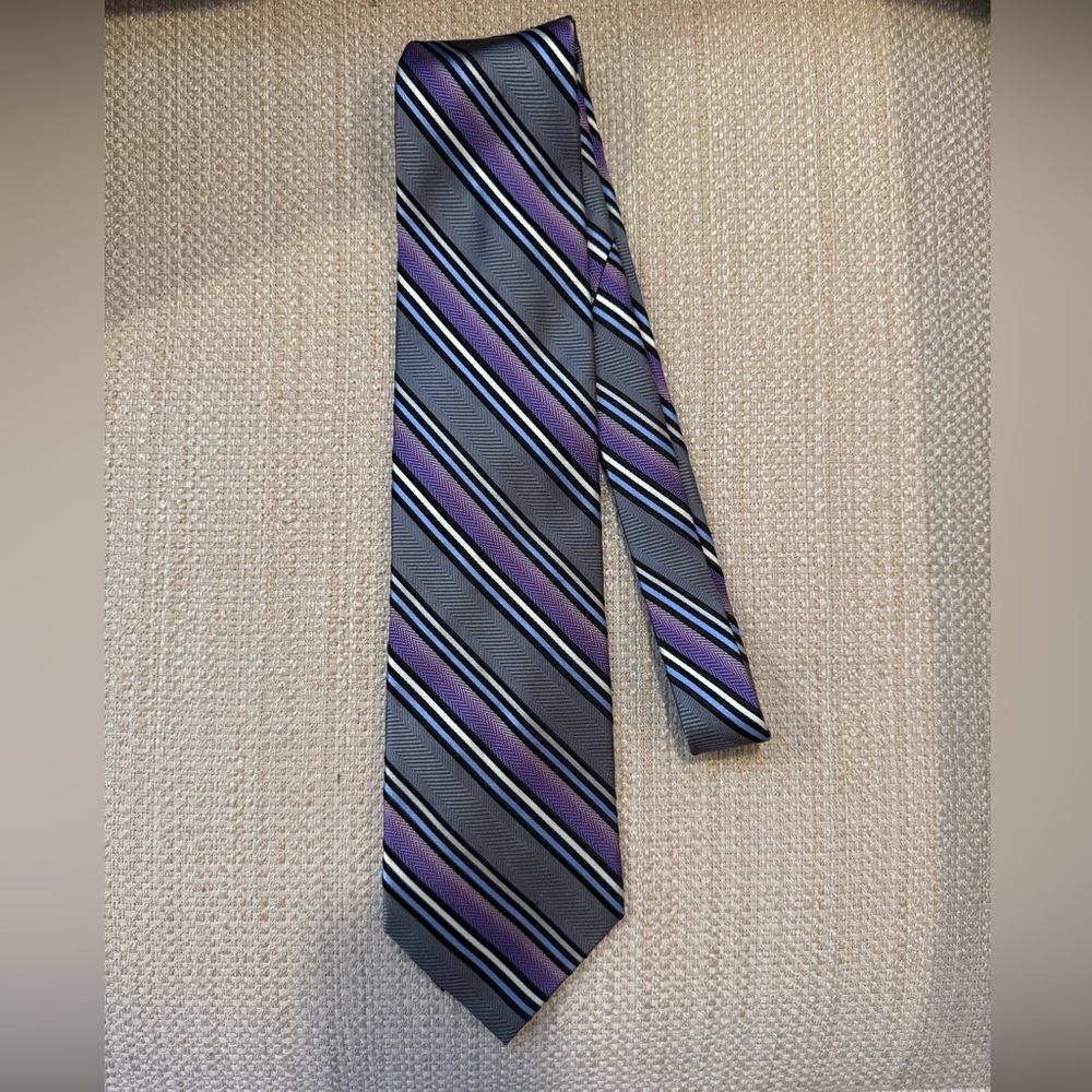 Siena Gray and Purple Striped Men's Tie